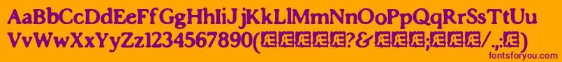 imposs-fontti – violetit fontit oranssilla taustalla