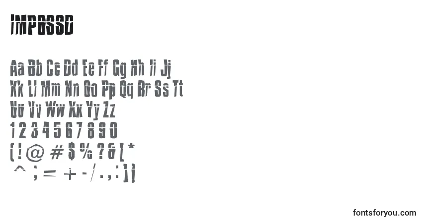 A fonte IMPOSSD  (130243) – alfabeto, números, caracteres especiais