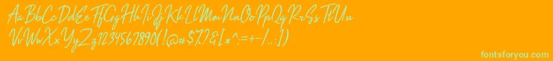 Impossible Italic-Schriftart – Grüne Schriften auf orangefarbenem Hintergrund