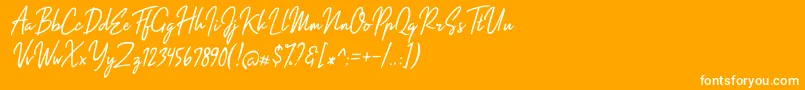 Impossible Italic-Schriftart – Weiße Schriften auf orangefarbenem Hintergrund