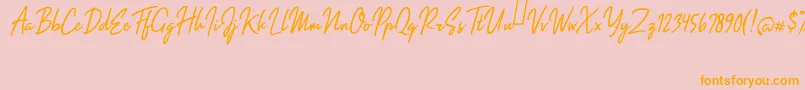 Impossible Italic-Schriftart – Orangefarbene Schriften auf rosa Hintergrund