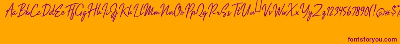 Impossible Italic-Schriftart – Violette Schriften auf orangefarbenem Hintergrund