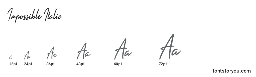 Impossible Italic (130245) Font Sizes