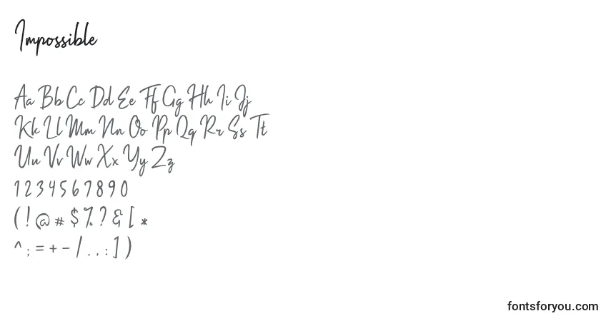 Schriftart Impossible (130246) – Alphabet, Zahlen, spezielle Symbole