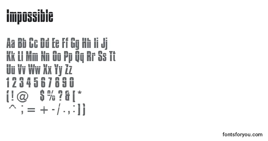 Schriftart Impossible (130247) – Alphabet, Zahlen, spezielle Symbole