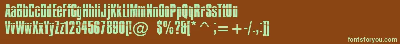 Impossible-fontti – vihreät fontit ruskealla taustalla