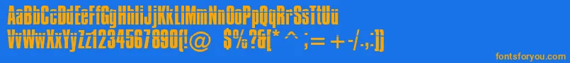 フォントImpossible – オレンジ色の文字が青い背景にあります。