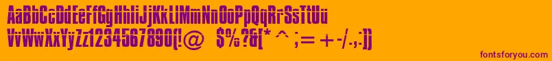 Impossible-Schriftart – Violette Schriften auf orangefarbenem Hintergrund