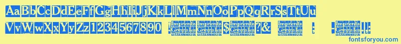 Imprenta Gonzales Font – Blue Fonts on Yellow Background