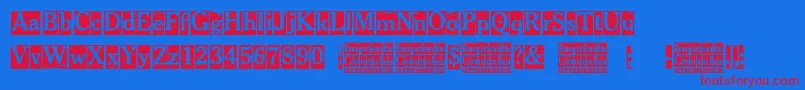 Imprenta Gonzales Font – Red Fonts on Blue Background