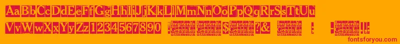 Imprenta Gonzales-Schriftart – Rote Schriften auf orangefarbenem Hintergrund