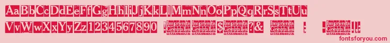 Imprenta Gonzales Font – Red Fonts on Pink Background