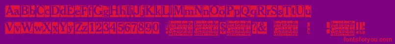 Imprenta Gonzales Font – Red Fonts on Purple Background