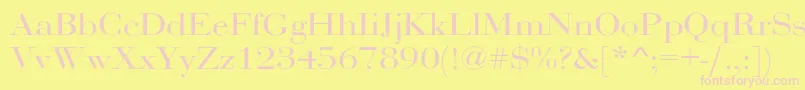 RothniextNorma-fontti – vaaleanpunaiset fontit keltaisella taustalla