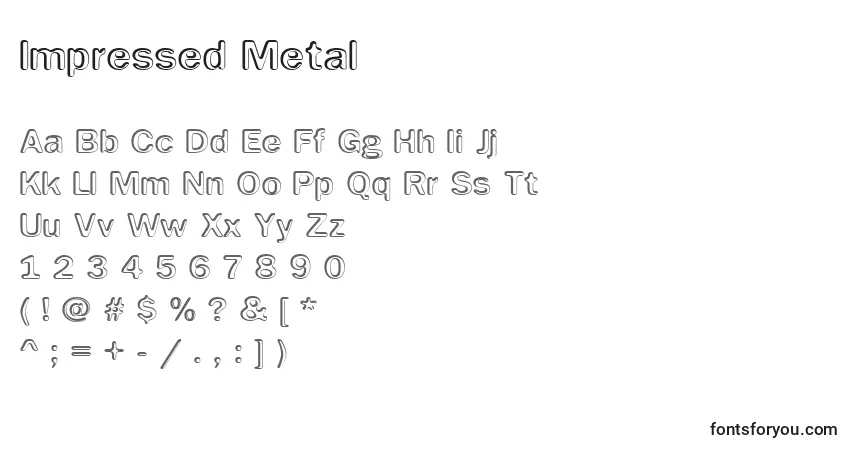 Шрифт Impressed Metal – алфавит, цифры, специальные символы