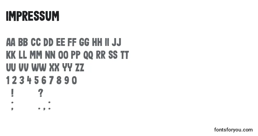 Шрифт Impressum – алфавит, цифры, специальные символы
