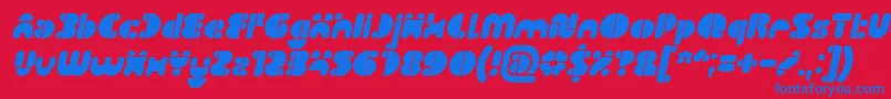 フォントIMPULSE OF HEART Bold Italic – 赤い背景に青い文字