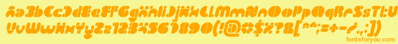 IMPULSE OF HEART Bold Italic-Schriftart – Orangefarbene Schriften auf gelbem Hintergrund