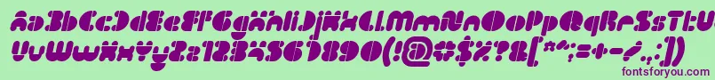 IMPULSE OF HEART Bold Italic-Schriftart – Violette Schriften auf grünem Hintergrund