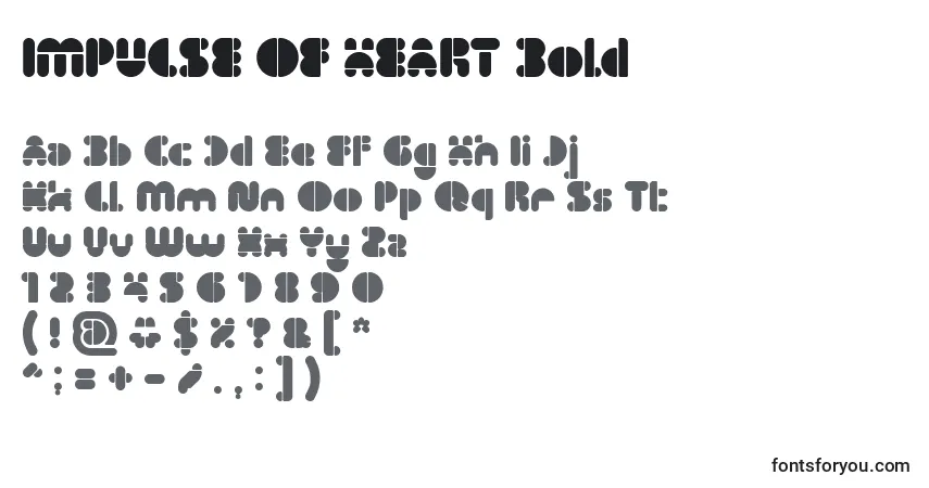 Шрифт IMPULSE OF HEART Bold – алфавит, цифры, специальные символы
