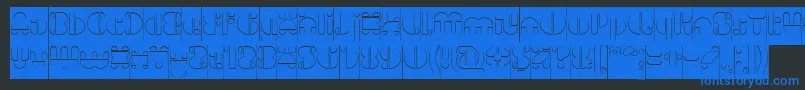 フォントIMPULSE OF HEART Hollow Inverse – 黒い背景に青い文字