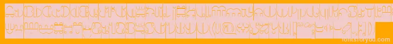 フォントIMPULSE OF HEART Hollow Inverse – オレンジの背景にピンクのフォント