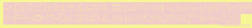 フォントIMPULSE OF HEART Hollow Inverse – ピンクのフォント、黄色の背景