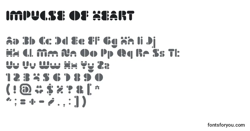 Шрифт IMPULSE OF HEART – алфавит, цифры, специальные символы