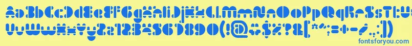 フォントIMPULSE OF HEART – 青い文字が黄色の背景にあります。