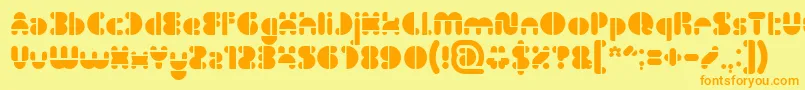 IMPULSE OF HEART-Schriftart – Orangefarbene Schriften auf gelbem Hintergrund