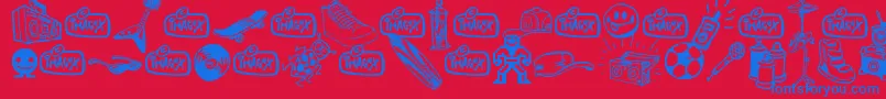 In my room Font – Blue Fonts on Red Background