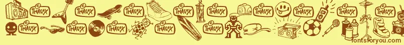 In my room Font – Brown Fonts on Yellow Background
