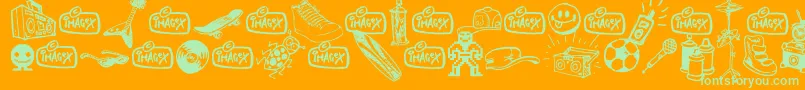 In my room Font – Green Fonts on Orange Background