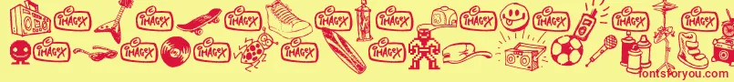 In my room Font – Red Fonts on Yellow Background