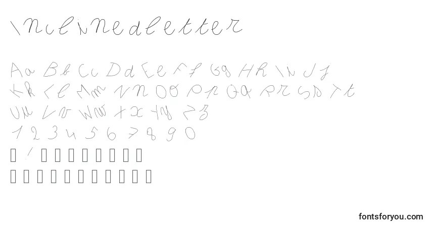 Fuente Inclinedletter - alfabeto, números, caracteres especiales
