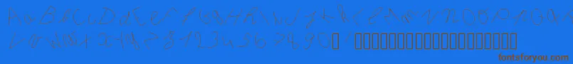 フォントInclinedletter – 茶色の文字が青い背景にあります。