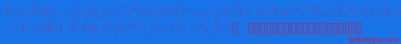 Inclinedletter-Schriftart – Rote Schriften auf blauem Hintergrund