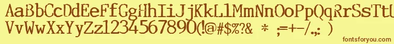 フォントIncognitype – 茶色の文字が黄色の背景にあります。