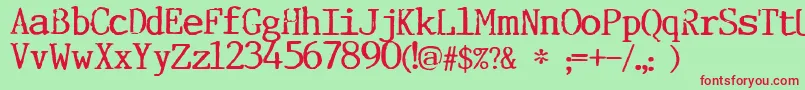 Incognitype Font – Red Fonts on Green Background