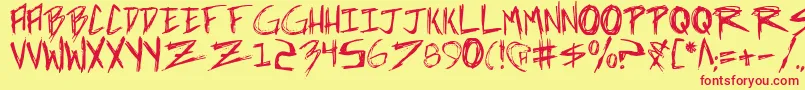 フォントincubus – 赤い文字の黄色い背景