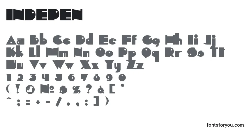 Шрифт INDEPEN  (130269) – алфавит, цифры, специальные символы