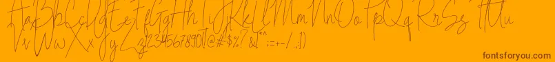 Indesign Signature   PERSONAL USE Font – Brown Fonts on Orange Background