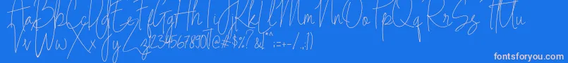 Fonte Indesign Signature   PERSONAL USE – fontes rosa em um fundo azul