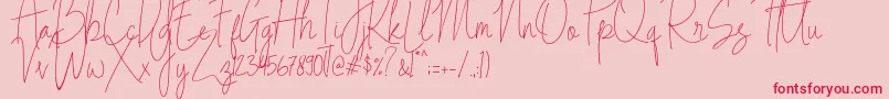 Indesign Signature   PERSONAL USE Font – Red Fonts on Pink Background