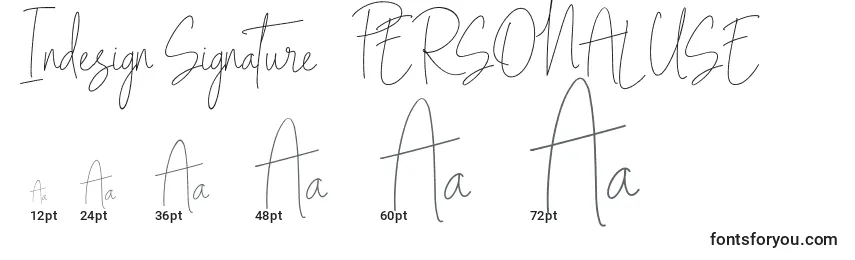 Indesign Signature   PERSONAL USE Font Sizes