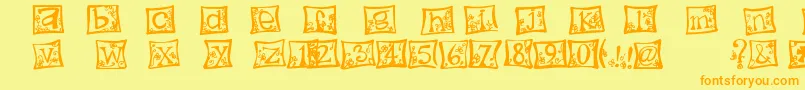 indezonefont   creative-Schriftart – Orangefarbene Schriften auf gelbem Hintergrund