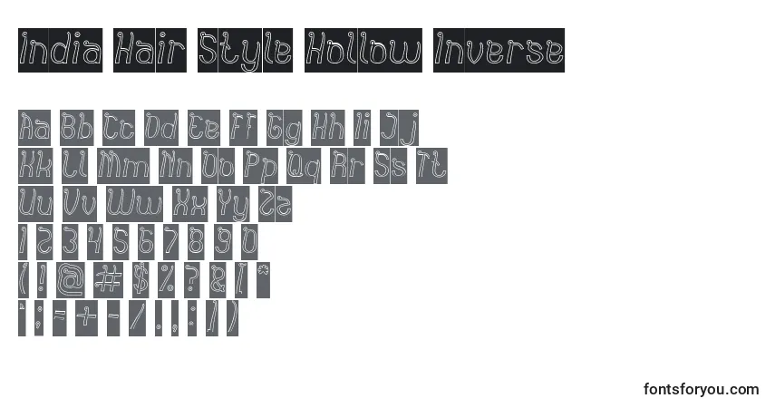 Шрифт India Hair Style Hollow Inverse – алфавит, цифры, специальные символы