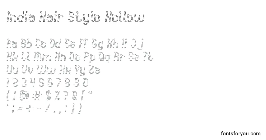 Schriftart India Hair Style Hollow – Alphabet, Zahlen, spezielle Symbole