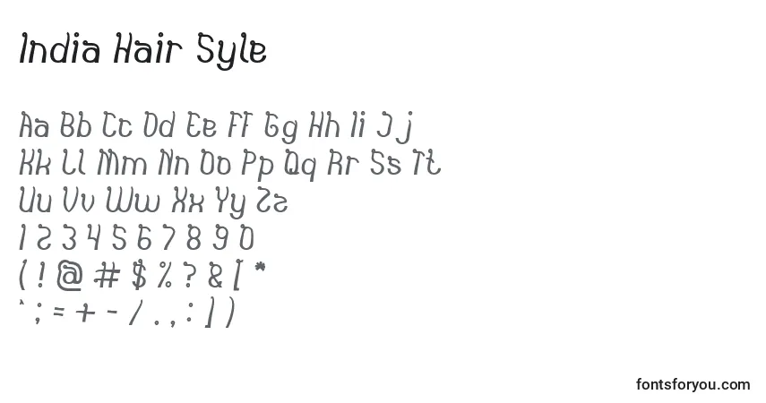 Czcionka India Hair Syle – alfabet, cyfry, specjalne znaki