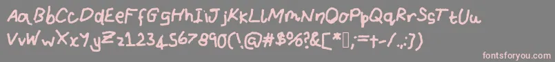フォントIamthecrayonmaster – 灰色の背景にピンクのフォント